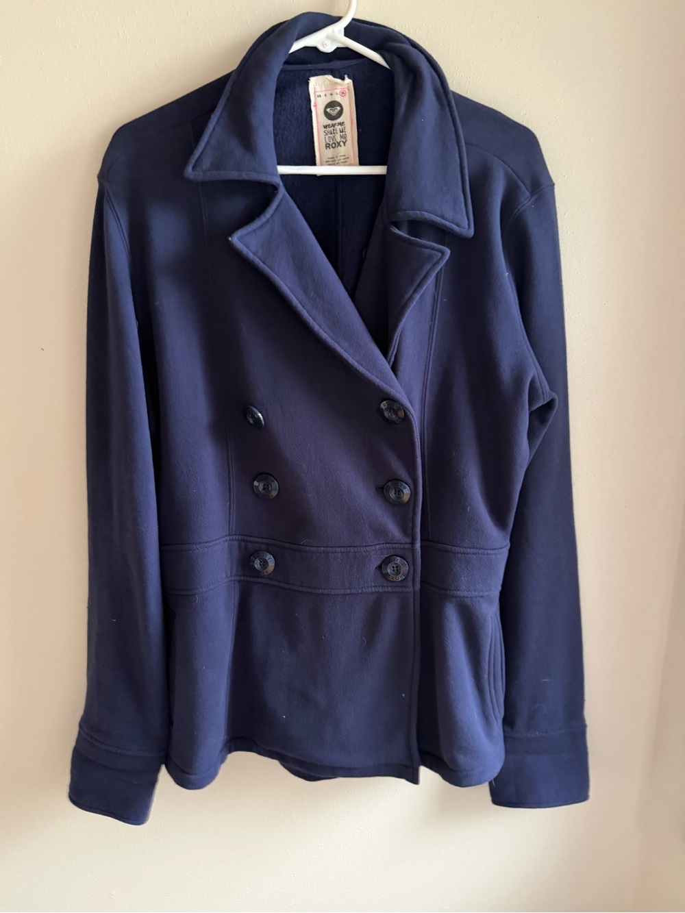 Roxy Women's Dark Navy Double-Breasted Pea Coat